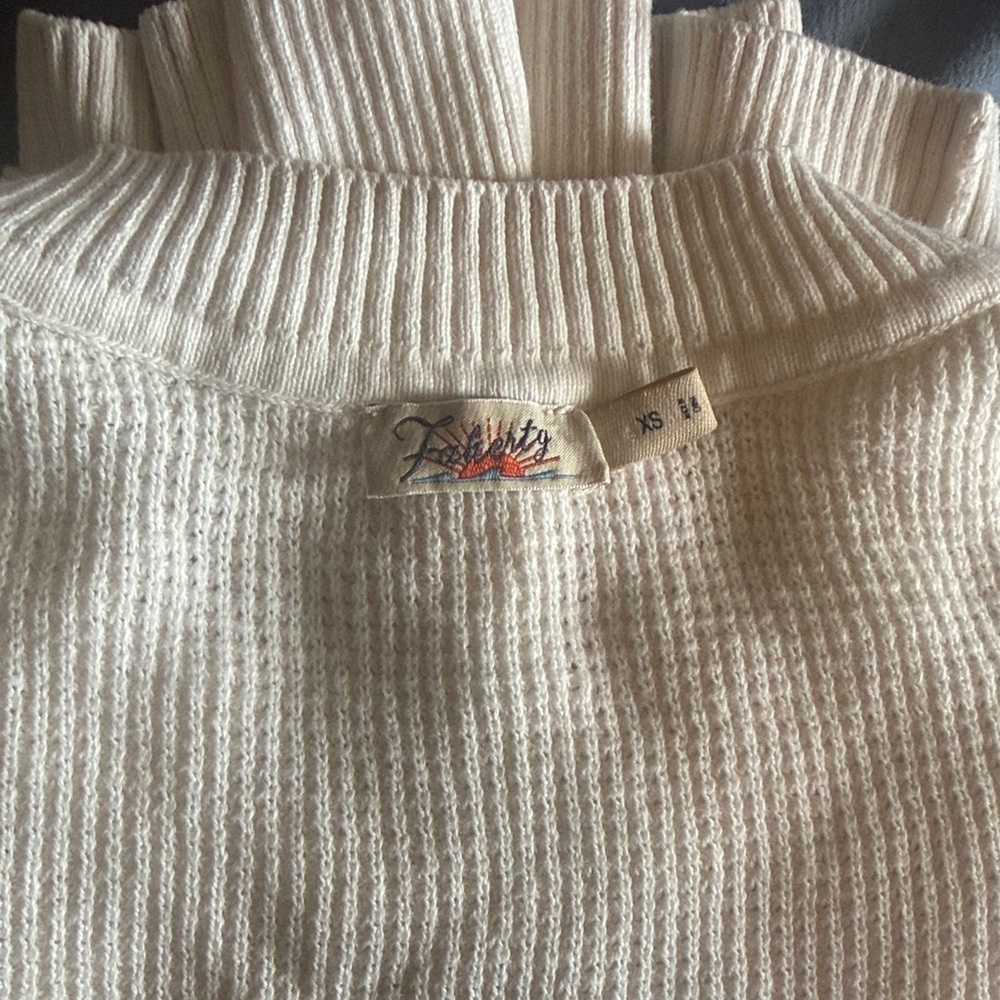 Faherty Ivory Crew Neck Sweater - Picture 2 of 4